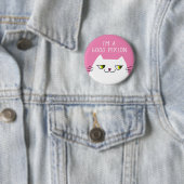 White Kitten Pink Funny Quote Ronde Button 5,7 Cm (In situ)