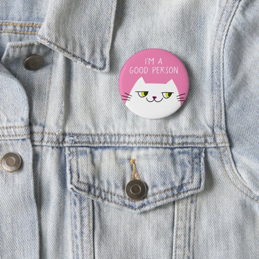 White Kitten Pink Funny Quote Ronde Button 5,7 Cm (In situ)