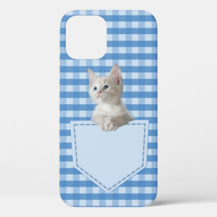 White Kitten pocket blauw grappige illusie 3D-graf Case-Mate iPhone Case