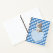 White Kitten pocket blauw grappige illusie 3D-graf Notitieboek (Binnen)