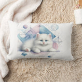 White Kitten Sierkussen met geometrische kunst Kussen (Deken)