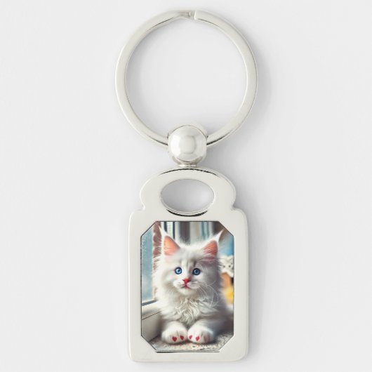 White Kitten Sleutelhanger (Voorkant)