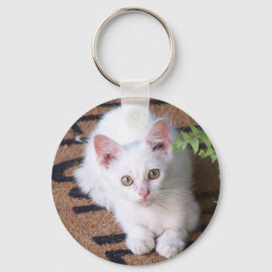 White Kitten Sleutelhanger
