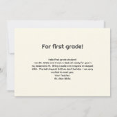 White Kitten Welkom Terug naar School Bericht Kaar Kaart (Achterkant)