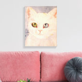 White Kitten with Blue Eye and Green Eye Canvas P Afdruk (Insitu (Woonkamer))