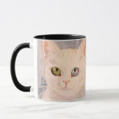 White Kitten with Blue Eye and Green Eye Mug Mok (Links)