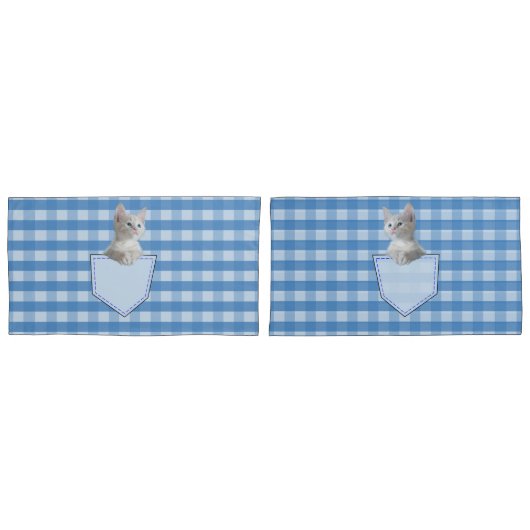 White Kitten zakblauw, kijk naar de grappige 3D Kussensloop (Voorkant-Set)