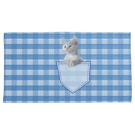 White Kitten zakblauw, kijk naar de grappige 3D Kussensloop (Voorkant-Rechts)