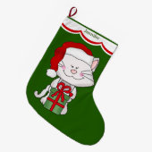 White Kitty Cat Grote Kerstsok (Voorkant (Hangend))