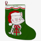 White Kitty Cat Grote Kerstsok (Voorkant)