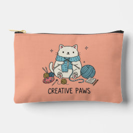White Kitty Cat Knitting Creative Paws Coral Art Etui