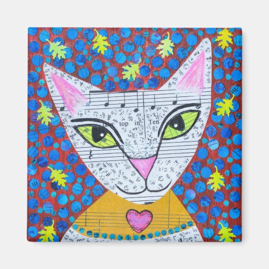 White Kitty Cat Magneet (Voorkant)