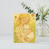 White Kitty Cat Mom Briefkaart (Staand voorkant)