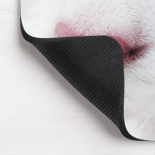 White Kitty Cat Sleeping Face Mousepad Muismat (Hoek)