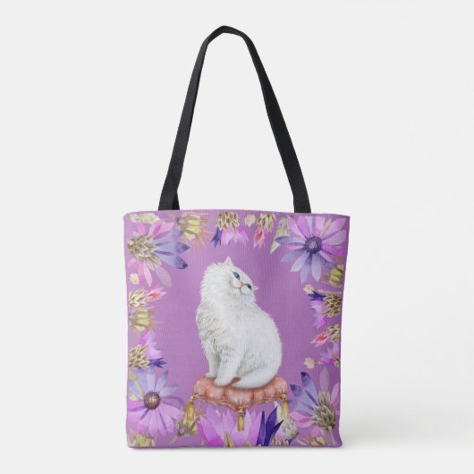White Kitty Cat Tote Bag (Achterkant)