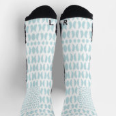 White knee-high socks with blue oval patterns sokken (Top)