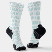 White knee-high socks with blue oval patterns sokken