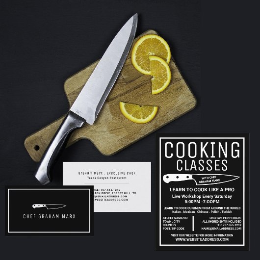 White Knife, Gourmet, Cooking Classes Adverteren Flyer