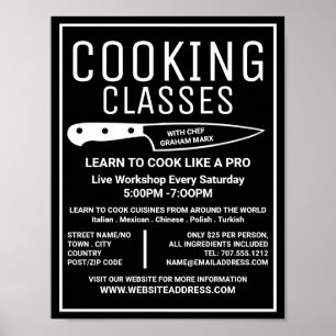 White Knife, Gourmet, Cooking Classes Adverteren Poster