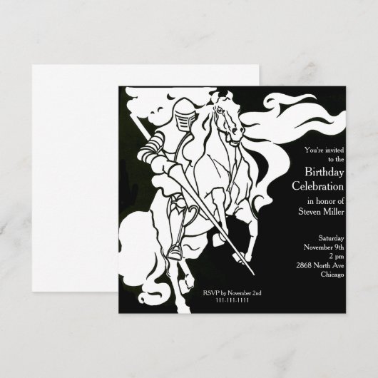 White Knight Birthday Uitnodiging (Voorkant / Achterkant)