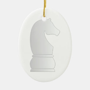 White knight chess keramisch ornament