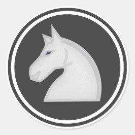 White Knight Chess Piece Ronde Sticker