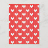 White Knit Hearts Pattern on Red Love Briefkaart (Voorkant)