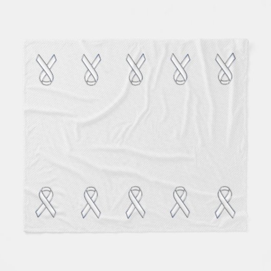White Knit Ribbon Awareness Print Fleece Deken (Voorkant (Horizontaal))