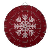 White Knit Snowflake in Holiday Burgundy Red Wine Dartbord (Voorkant)