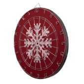White Knit Snowflake in Holiday Burgundy Red Wine Dartbord (Voorkant Rechts)