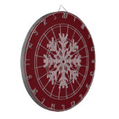 White Knit Snowflake in Holiday Burgundy Red Wine Dartbord (Voorkant Links)