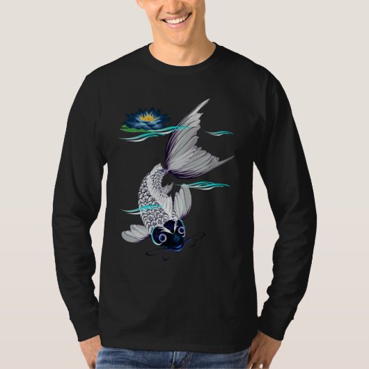 White Koi-Blue Lily Shirten T-shirt (Voorkant)