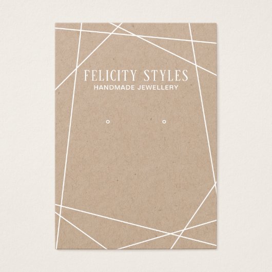 White Kraft Geometric Lijst Earring Display Kaart (Voorkant)