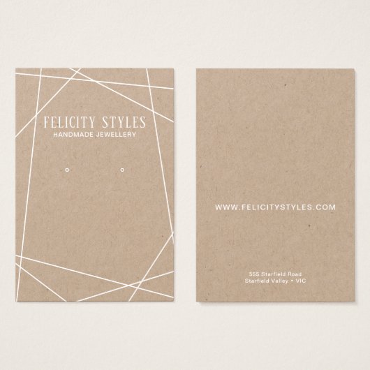 White Kraft Geometric Lijst Earring Display Kaart (Voorkant /achterkant)