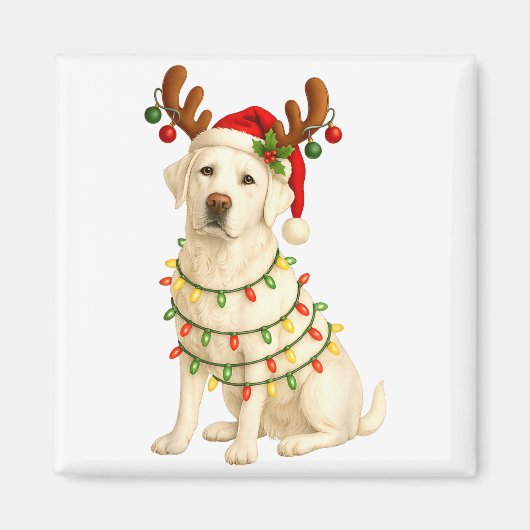 White Lab Christmas Tree Light Pajama Labrador Dog Magneet (Voorkant)