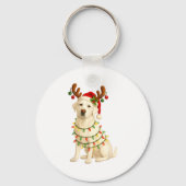 White Lab Christmas Tree Light Pajama Labrador Dog Sleutelhanger (Voorkant)