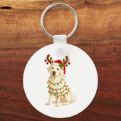 White Lab Christmas Tree Light Pajama Labrador Dog Sleutelhanger (Voorkant)