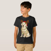 White Lab Christmas Tree Light Pajama Labrador Dog T-shirt (Voorkant volledig)