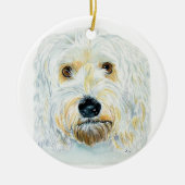 White Labradoodle Keramisch Ornament (Voorkant)