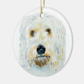 White Labradoodle Keramisch Ornament (Links)