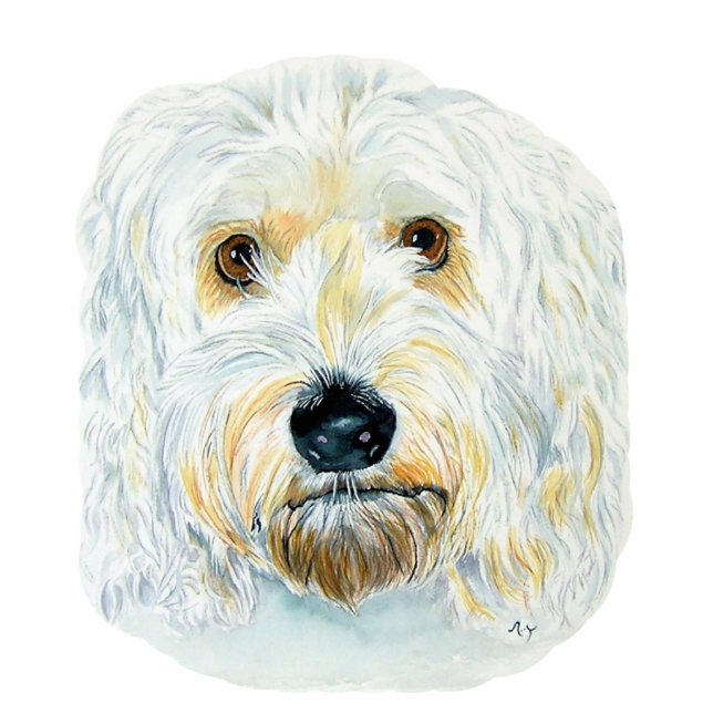 White Labradoodle Maggie Sculpture Staand Fotobeeldje (Voorkant)