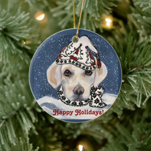 WHITE+LABRADOR+RETRIEVER KERAMISCH ORNAMENT (Boom)
