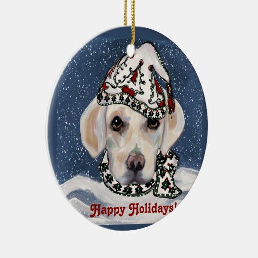 WHITE+LABRADOR+RETRIEVER KERAMISCH ORNAMENT (Rechts)