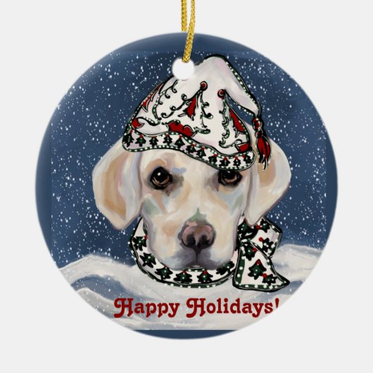 WHITE+LABRADOR+RETRIEVER KERAMISCH ORNAMENT (Voorkant)