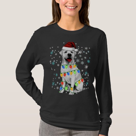 White Labrador Retrievers Santa Kerstboom Lig T-shirt (Voorkant)