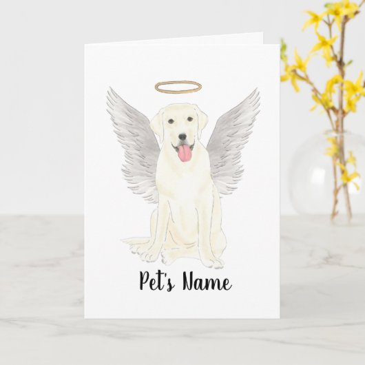 White Labrador Sympathy Memorial Kaart (Gele Bloem)