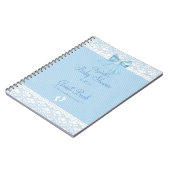 White Lace Afbeelding Blue Bow Baby shower Guest B Notitieboek (Linkerzijde)