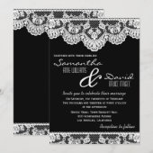 White Lace and Black Wedding Invitation Kaart (Voorkant / Achterkant)