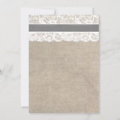 White Lace and Burlap Look Wedding Invitation Kaart (Achterkant)
