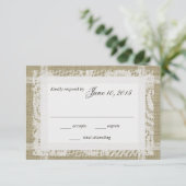 White Lace and Burlap Response-Kaart RSVP Kaartje (Staand voorkant)